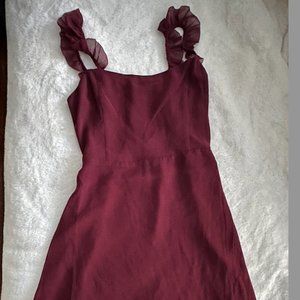 wilfred fete dress in spiced burgendy